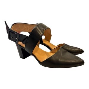 Corso Como Black Heels with Chunky Heel and Ankle Strap